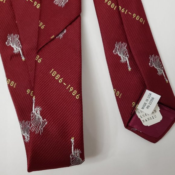 Vintage Mens Ties Silk Blend With Statue Of Liberty Prints Made in USA - Picture 6 of 8
